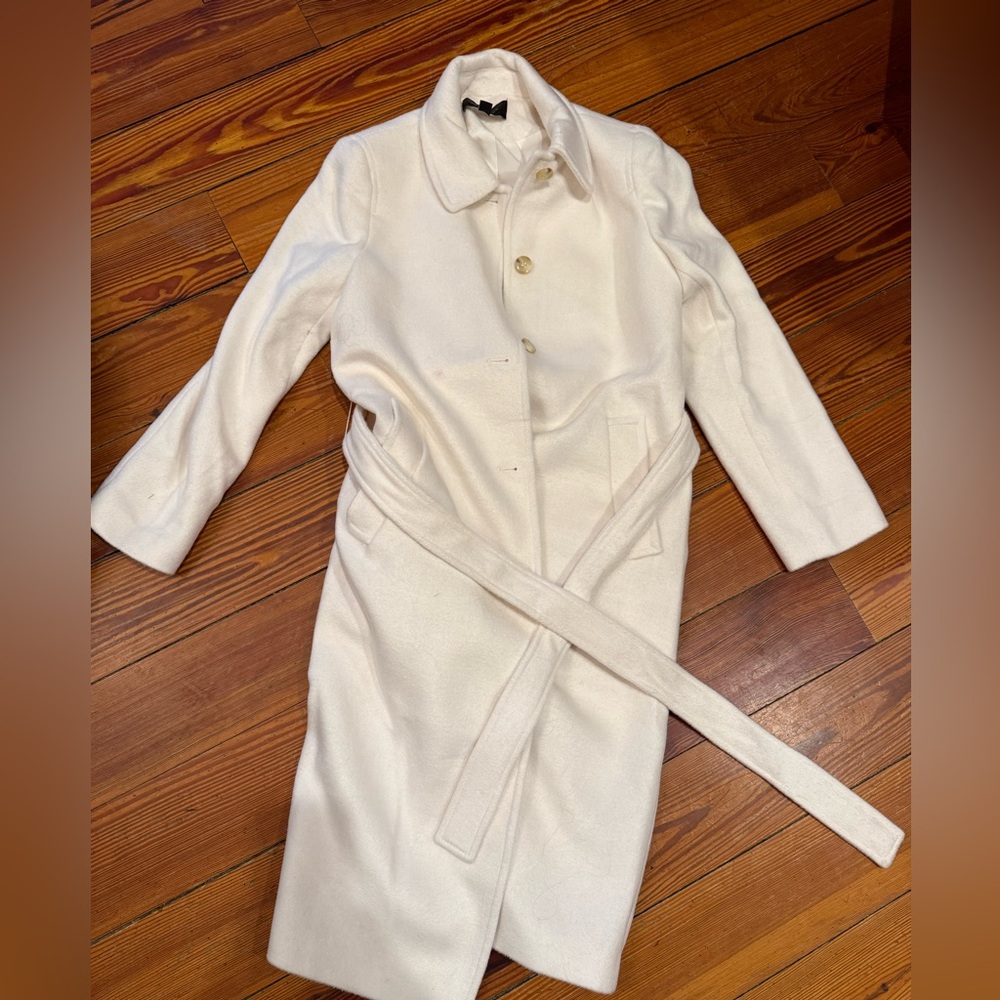 Ann Taylor Elegant Cream Belted Coat